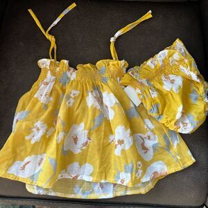 NEW Yellow Floral Smocked Top/dress and Bloomers Set